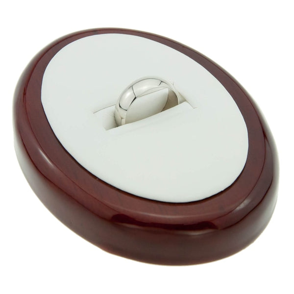 Gents 9ct White Gold D-Shape Wedding Ring - 6mm - Size P