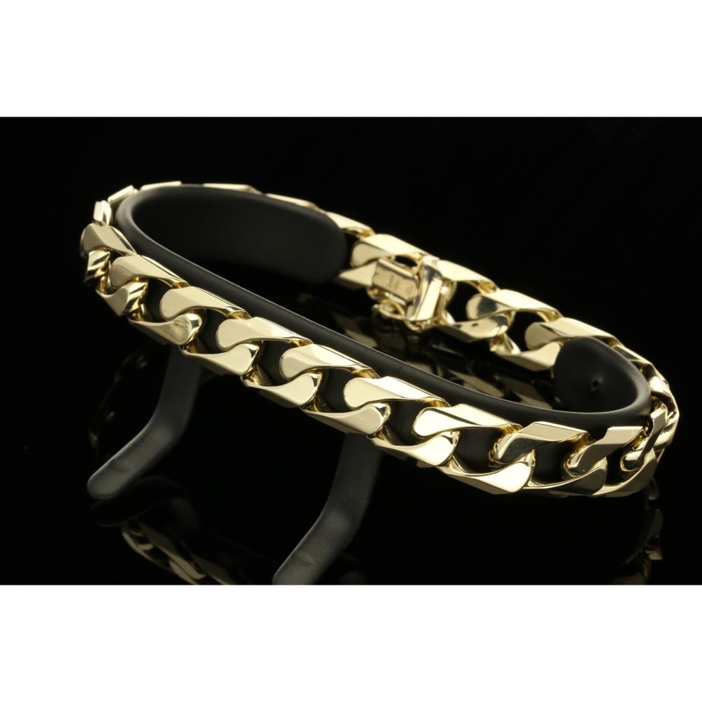 9ct Men's Curb Bracelet - 34.6 grams