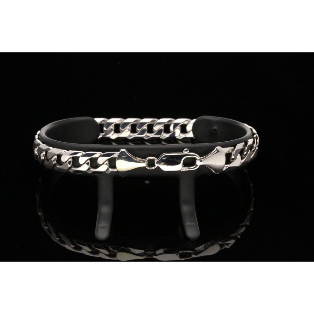 9ct White Gold Men's Curb Bracelet - 23.50 grams