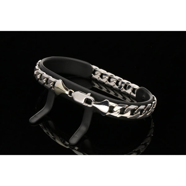 9ct White Gold Men's Curb Bracelet - 23.50 grams