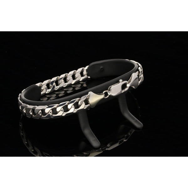 9ct White Gold Men's Curb Bracelet - 23.50 grams