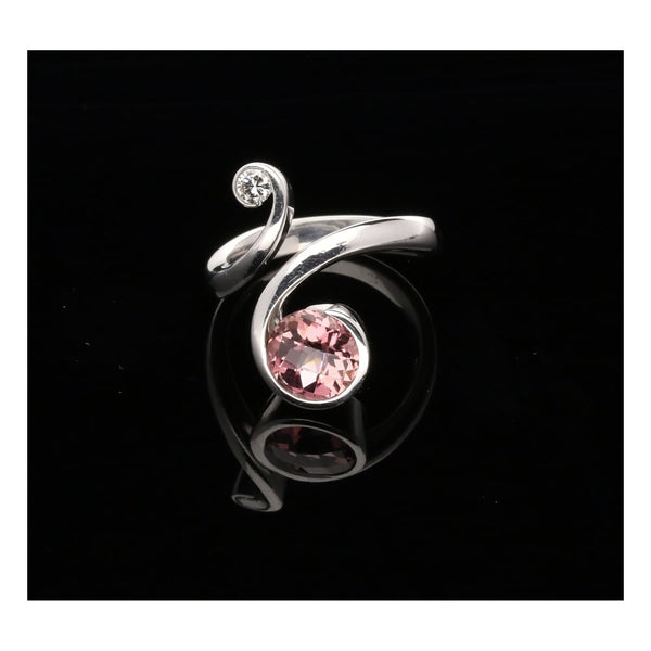 Pink Tourmaline and Diamond 18ct White Gold Ring