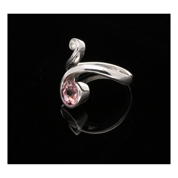 Pink Tourmaline and Diamond 18ct White Gold Ring