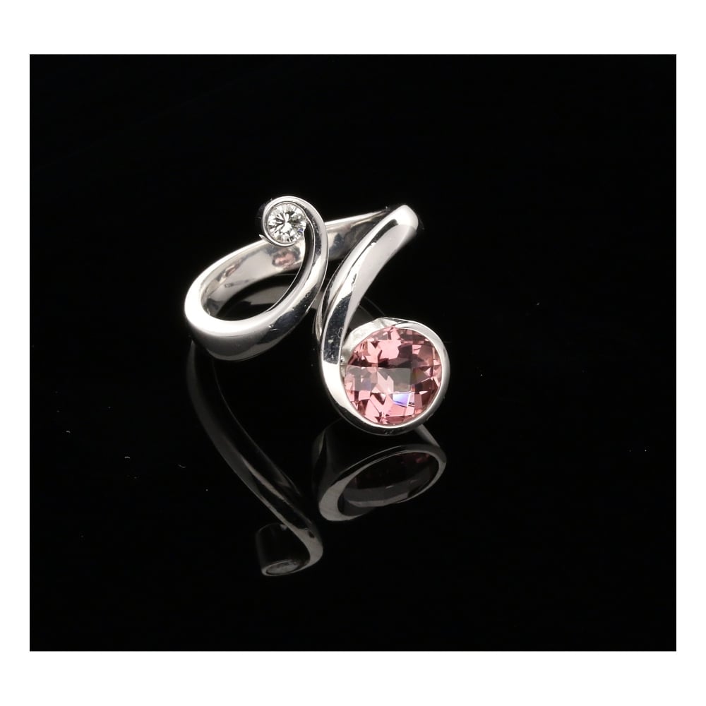 Pink Tourmaline and Diamond 18ct White Gold Ring