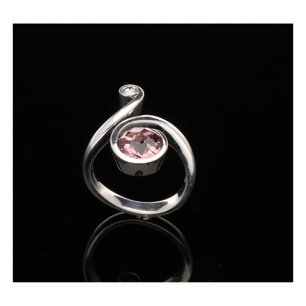 Pink Tourmaline and Diamond 18ct White Gold Ring