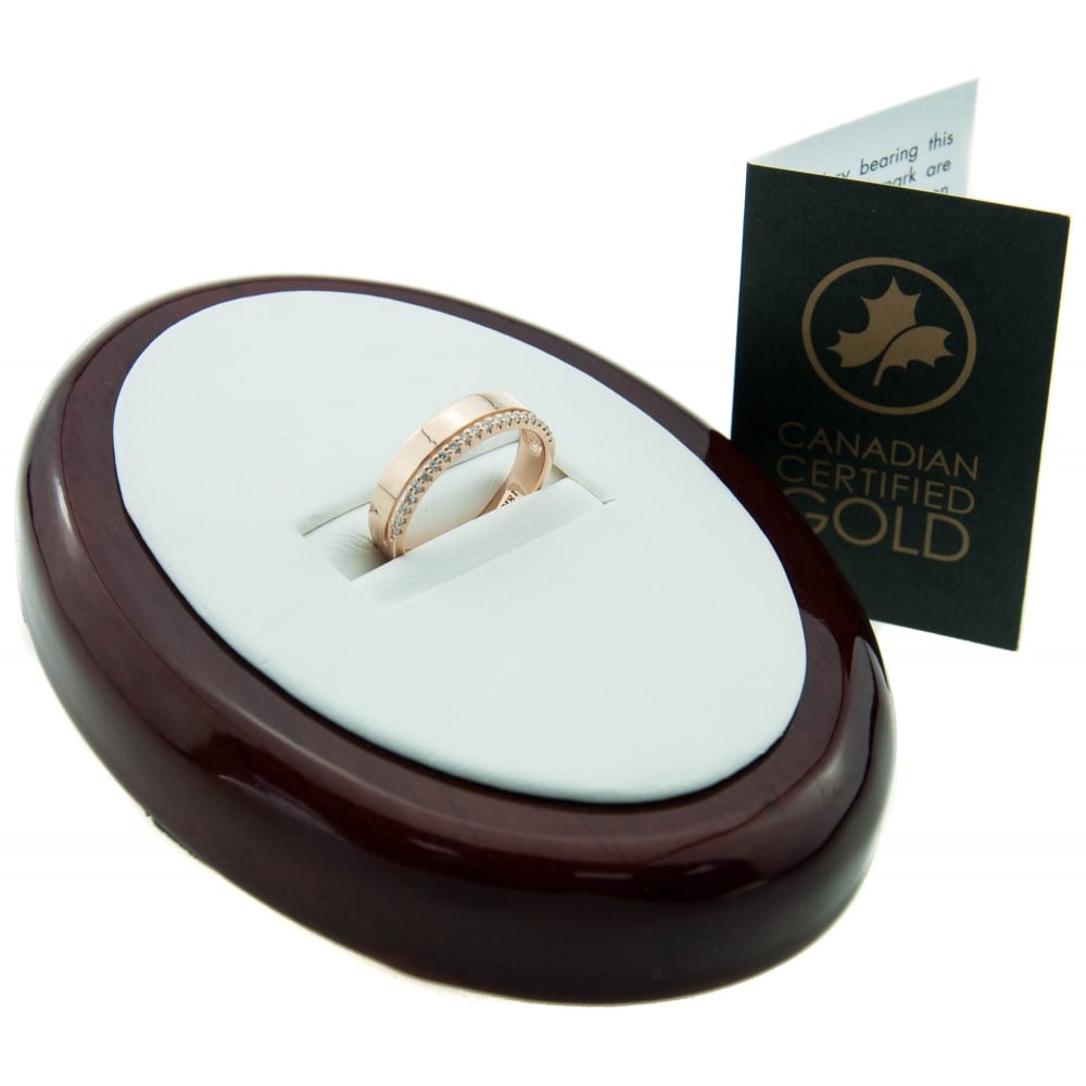 Canadian Certified 4mm 18ct Rose Gold Diamond Wedding Ring