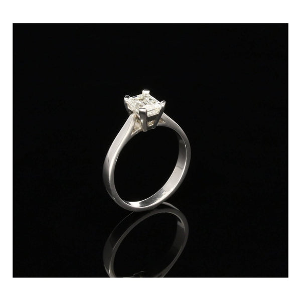 Platinum 0.86ct Emerald Cut Diamond Engagement Ring