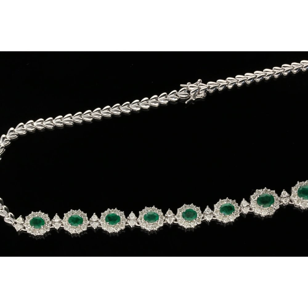 Emerald & Diamond 18ct White Gold Collarette