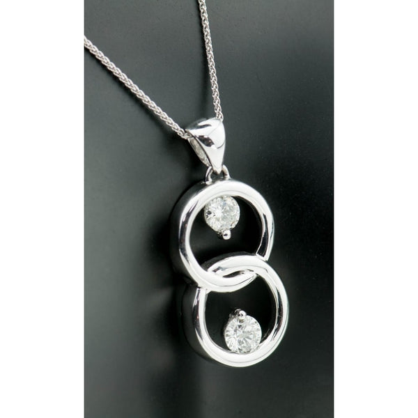 14ct White Gold Double Circle Pendant 0.71ct