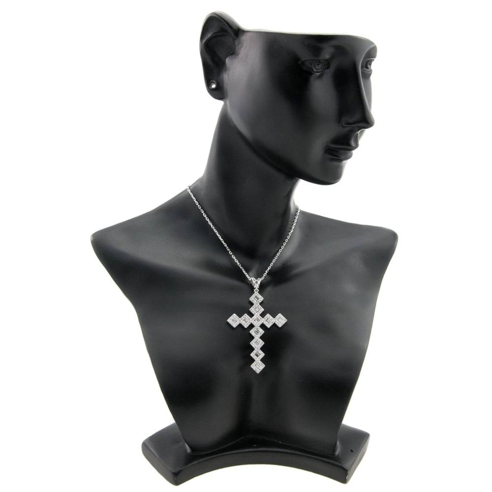 18ct White Gold Diamond Cross and Chain - 2.00ct