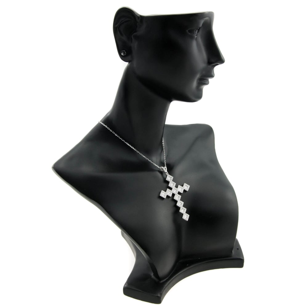 18ct White Gold Diamond Cross and Chain - 2.00ct