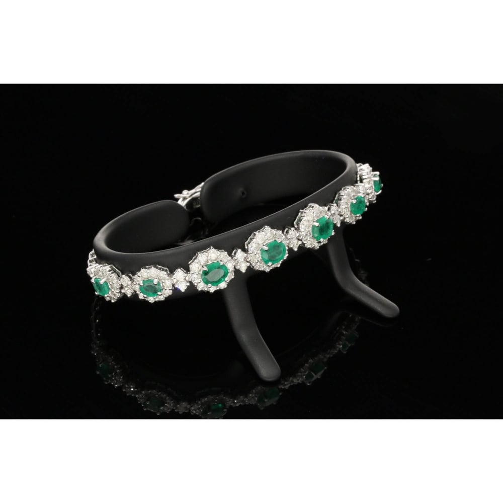 Emerald & Diamond 18ct White Gold Bracelet