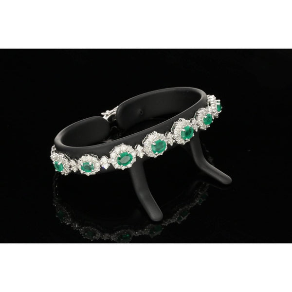 Emerald & Diamond 18ct White Gold Bracelet