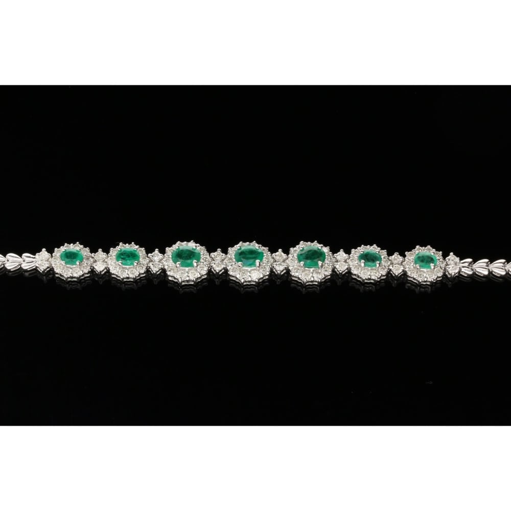 Emerald & Diamond 18ct White Gold Bracelet