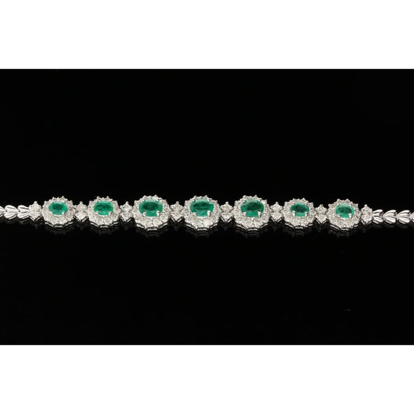 Emerald & Diamond 18ct White Gold Bracelet