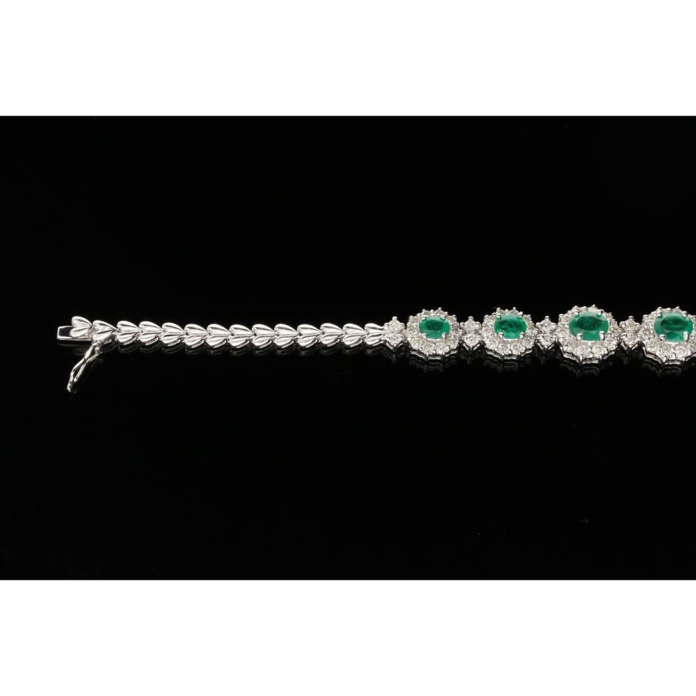 Emerald & Diamond 18ct White Gold Bracelet