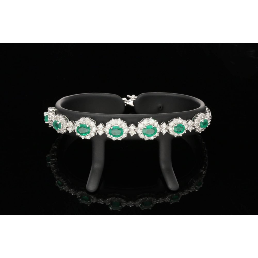 Emerald & Diamond 18ct White Gold Bracelet