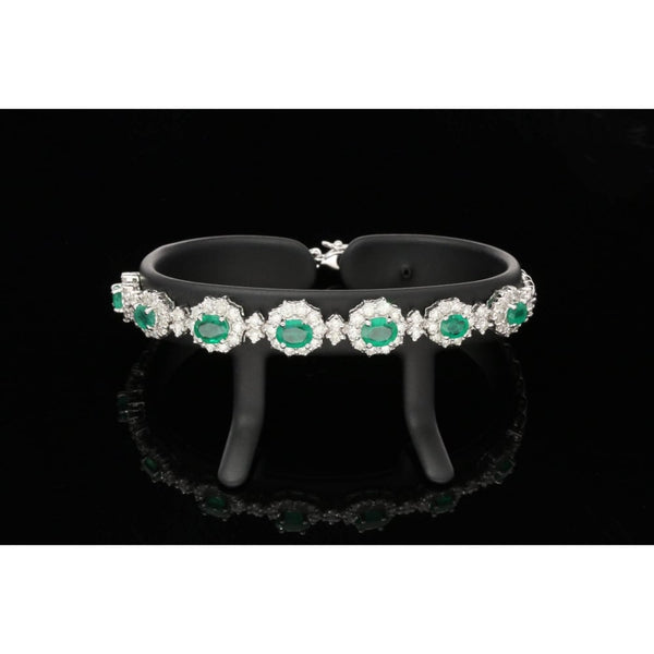 Emerald & Diamond 18ct White Gold Bracelet