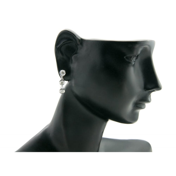 3 Stone Diamond Drop Earrings 18ct White Gold