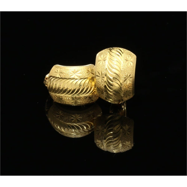 22ct Yellow Gold Patterned Hooped Earrings