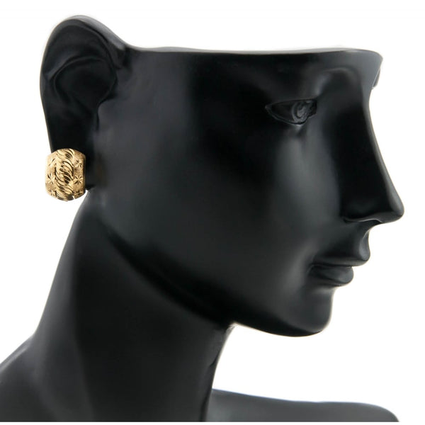 22ct Yellow Gold Patterned Hooped Earrings