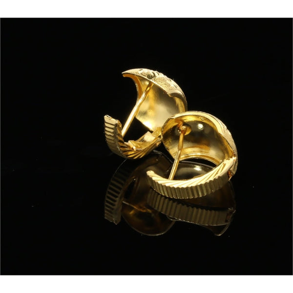 22ct Yellow Gold Patterned Hooped Earrings