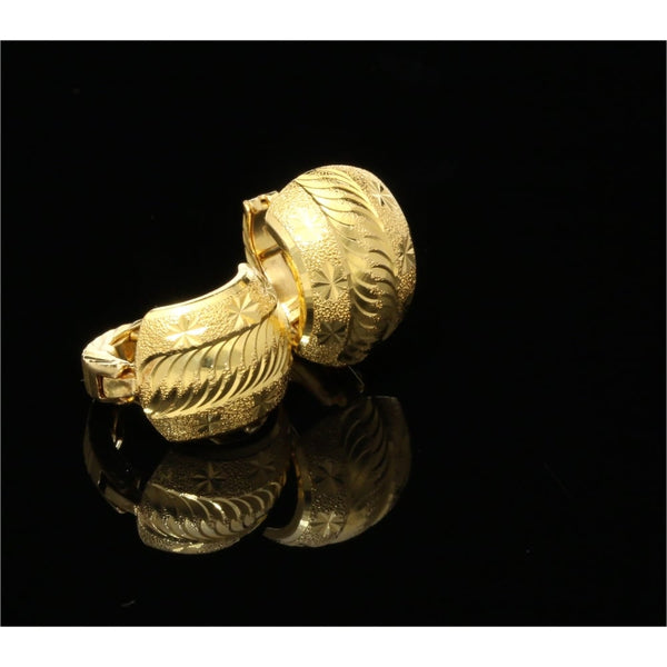 22ct Yellow Gold Patterned Hooped Earrings