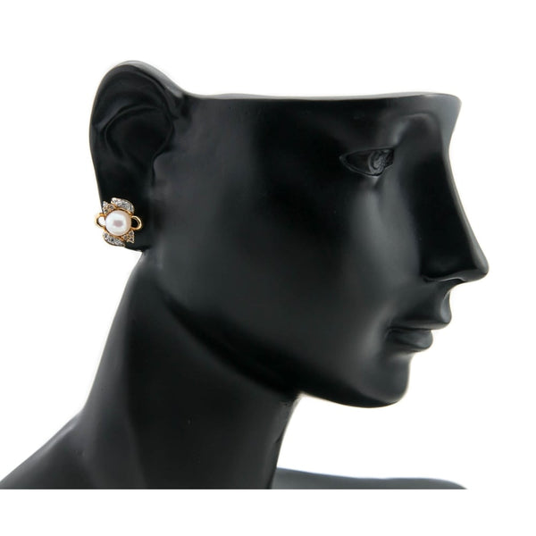 18ct Yellow Gold Diamond & Pearl Earrings