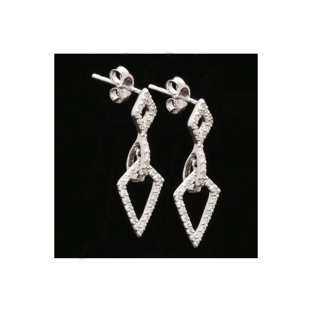 18ct White Gold 0.82ct Diamond Drop Earrings