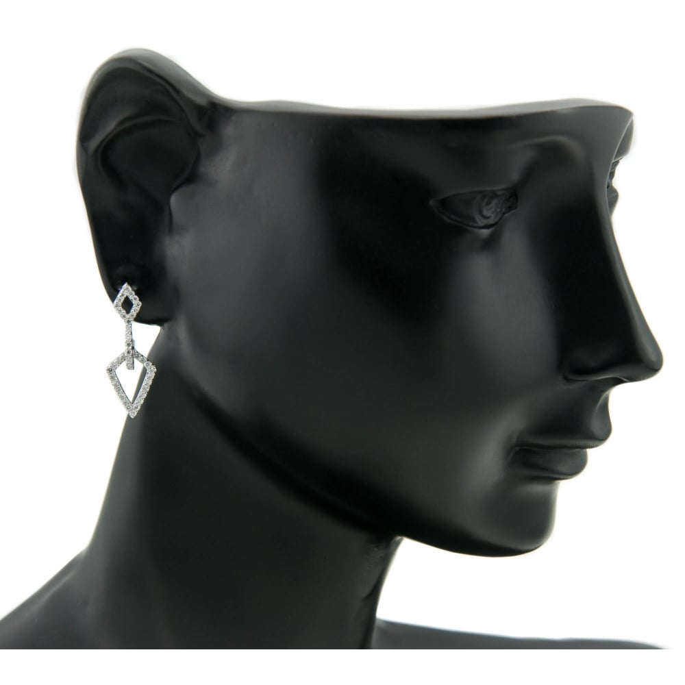 18ct White Gold 0.82ct Diamond Drop Earrings