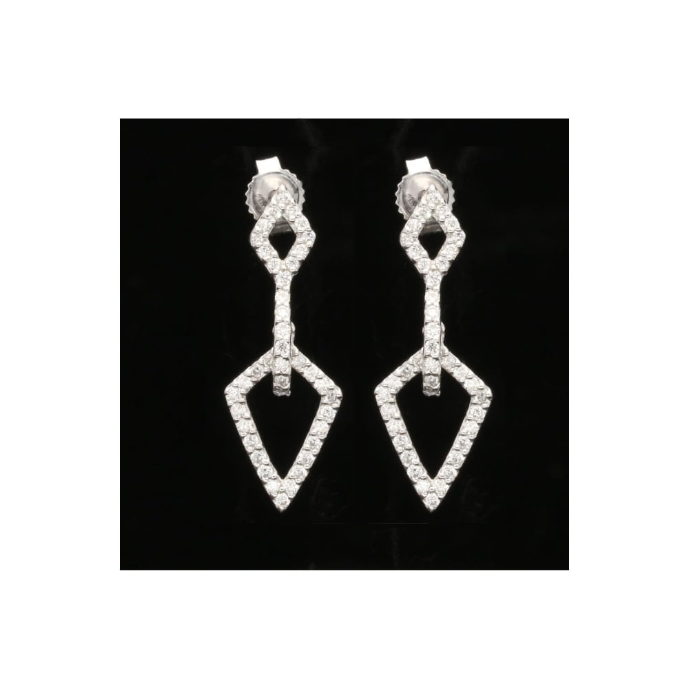 18ct White Gold 0.82ct Diamond Drop Earrings