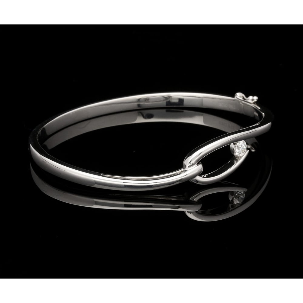 18ct White Gold 0.25ct Diamond Bangle