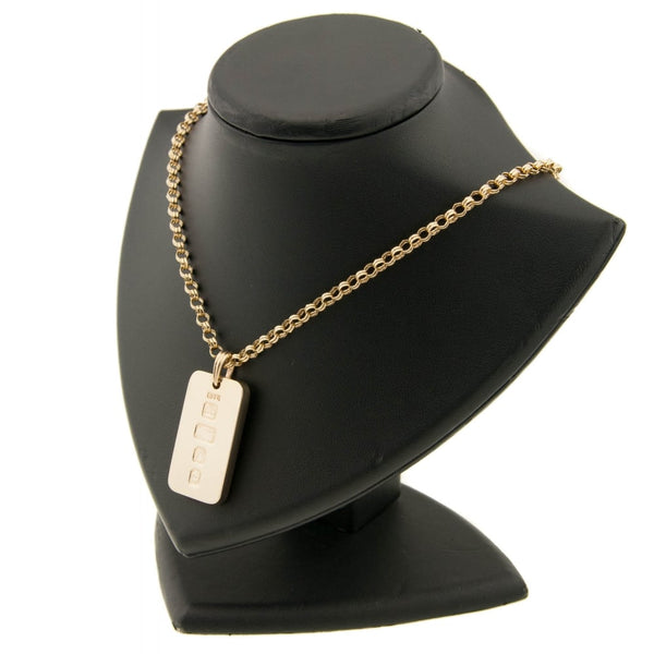 9ct Yellow Gold Ingot & Chain 42.40g