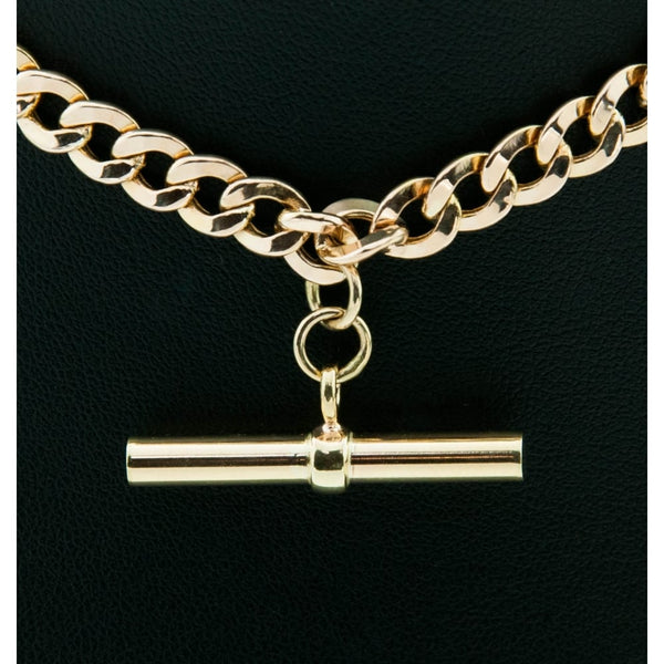 9ct Yellow Gold T Bar & Hollow Curb Chain