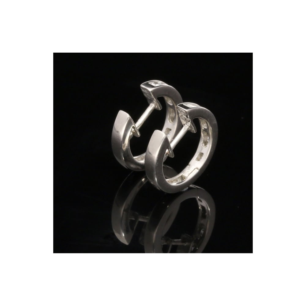 18ct White Gold Small Diamond Hoop Earrings 0.36ct