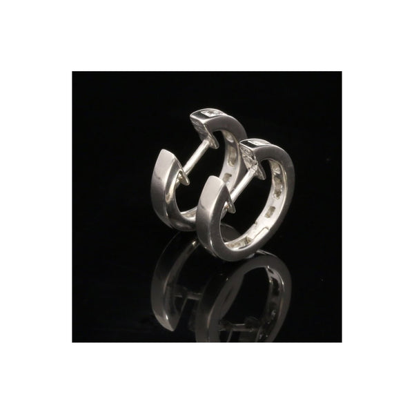 18ct White Gold Small Diamond Hoop Earrings 0.36ct