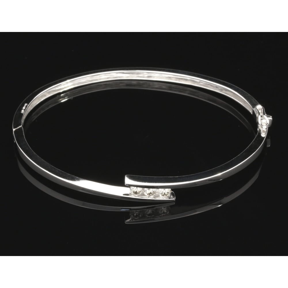9ct White Gold 0.50ct Diamond Bangle