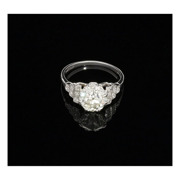 Platinum Old European Cut Diamond Solitaire Ring 2.24ct