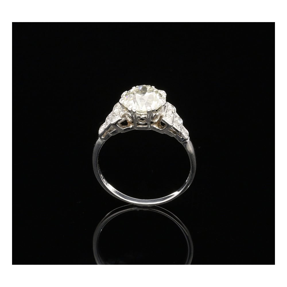 Platinum Old European Cut Diamond Solitaire Ring 2.24ct