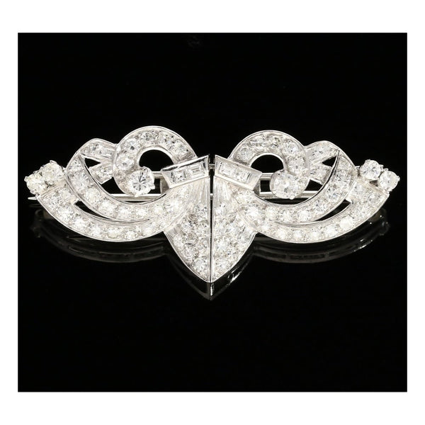 9ct White Gold Diamond Brooch - 3.70ct Diamonds