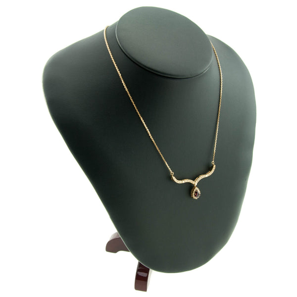 Ruby & Diamond 18ct Yellow Gold Pendant & Chain