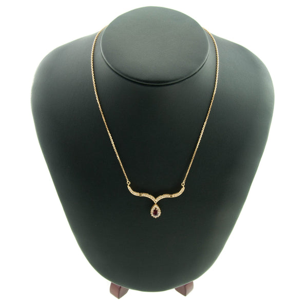Ruby & Diamond 18ct Yellow Gold Pendant & Chain