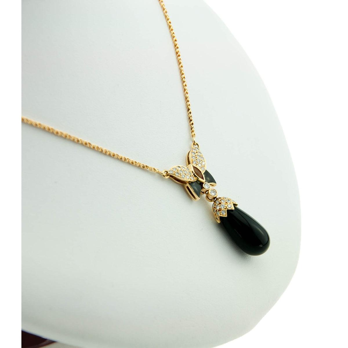 Onyx, Diamond & Citrine Butterfly Pendant & Chain