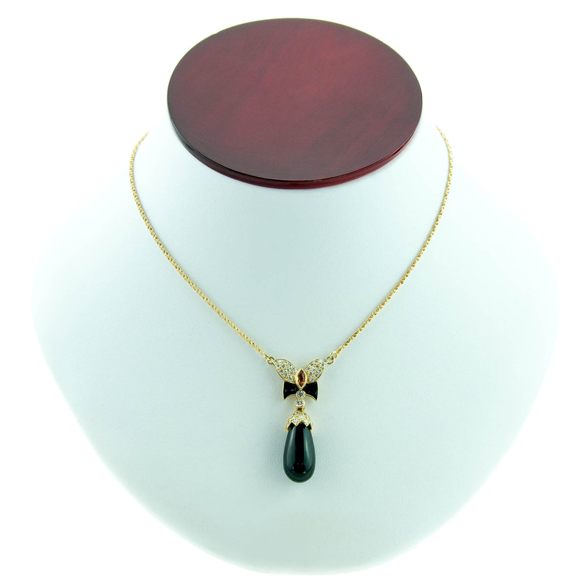 Onyx, Diamond & Citrine Butterfly Pendant & Chain
