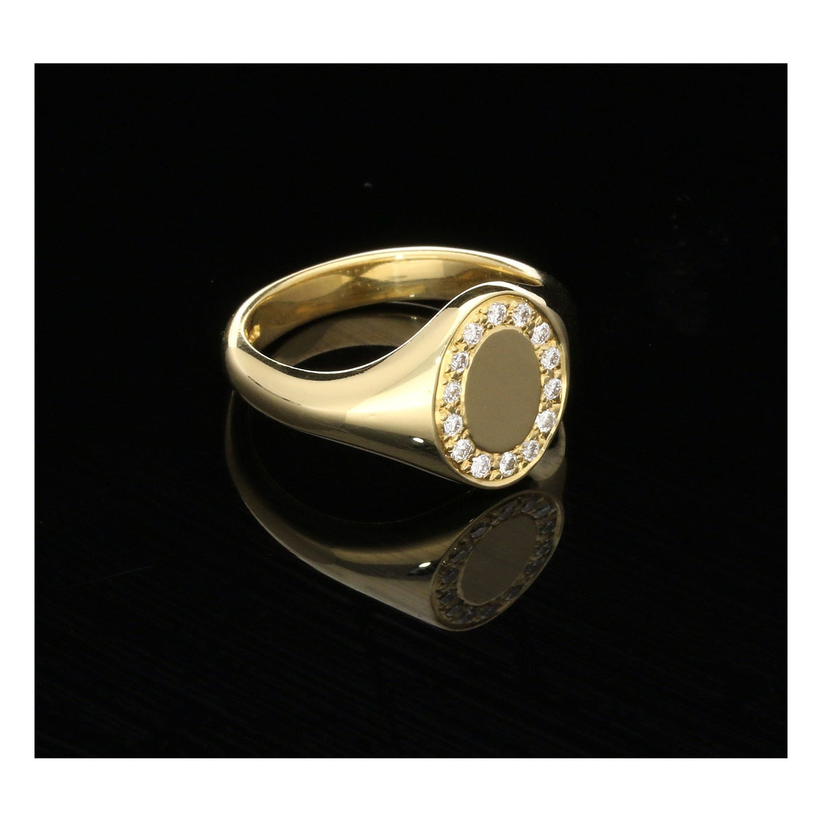 18ct Yellow Gold Men's Signet Ring - 0.28ct Diamonds