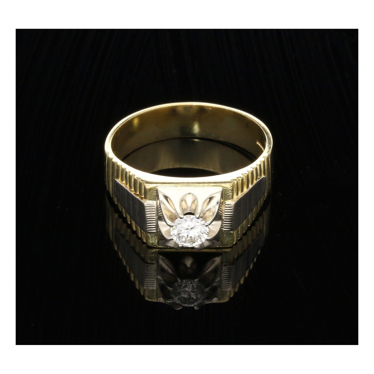 18ct Yellow Gold Men's Diamond Ring - 0.53ct - SI1/SI2 - H/I