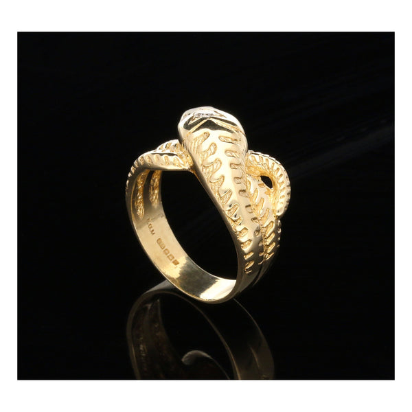 9ct Yellow Gold Mens Snake Ring - Diamond Set