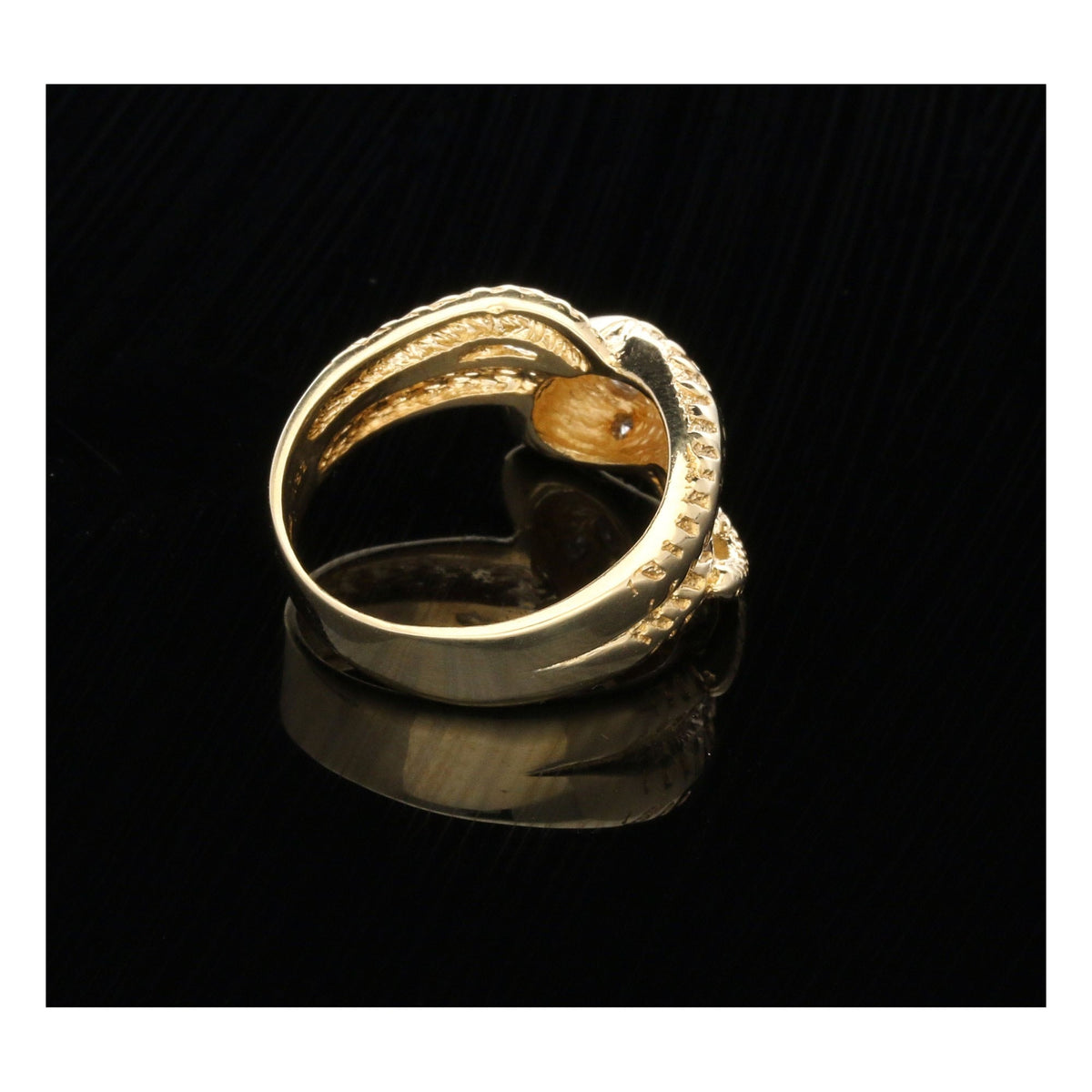 9ct Yellow Gold Mens Snake Ring - Diamond Set