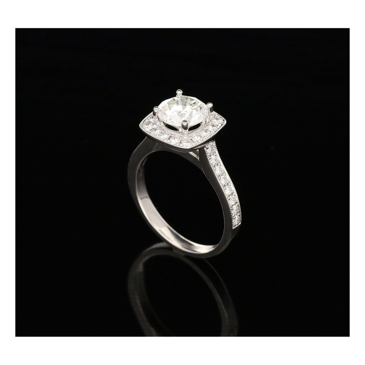 2.06ct Diamond Halo Engagement Ring - 18ct White Gold