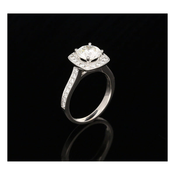 2.06ct Diamond Halo Engagement Ring - 18ct White Gold